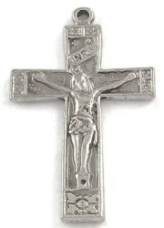 Square Bordered 4CM Silver Crucifix