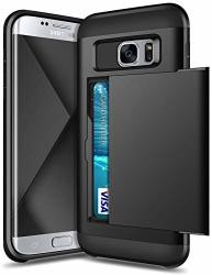 Samonpow Case For Samsung Galaxy S7 Edge Dual Layer Protective Shell Galaxy S7 Edge Wallet Case Hard PC Soft Tpu Inner Rubber Bumper Card