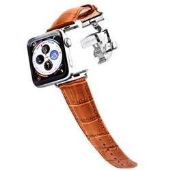 Longvadon Men's Watch Band - Compatible With Apple Watch Series 1 2 3 42MM & Series 4 44MM - Genuine Top Grain Leather