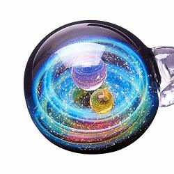 Benecreat Natural Nebula Glass Necklace Pendant Unique Universe Galaxy Glass Ball Pendant With Double Glass Beads For Girl Women Lovers Unique Birthday Gift