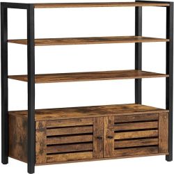 Bookshelf Storage Cabinet With 3 Shelves And 2 Doors