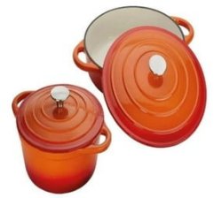 7 Piece Cast Iron Cookware pots - Orange