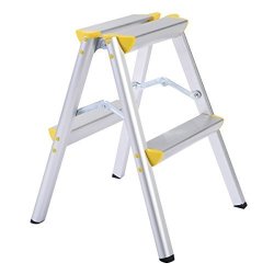 19.6" Aluminum 2 Step Ladder Floding Platform Work Stool W non Skid Feet