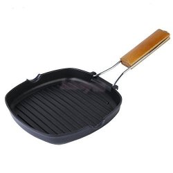 Home Style Non Stick Hard Iron Foldable Griddle Skillet 9.5" Square Frying Pan For Bbq - Picnic - Camping Or Stove Top