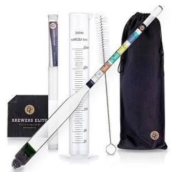 EWarehouse Brewer's Elite Hydrometer & Test Jar Combo Hardcase Cloth - Triple Scale Specific Gravity Abv Tester- For Wine Beer Mead And Kombucha