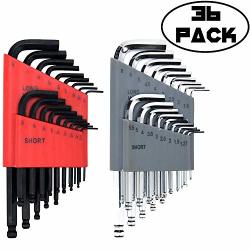 Allen Wrench hex Key Set Huge Set Of 36 Wrenches With Ball End Metric & Sae Sizes In Both Long & Short Arm
