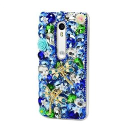 Stenes Motorola Moto G 5TH Generation Case - Luxurious 3D Handmade Sparkly Crystal Bling Cover Protection Case With Retro Bows Anti Dust Plug