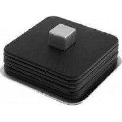 Coaster Set Square With Holder Black Silicone Trayan 6 Pieces