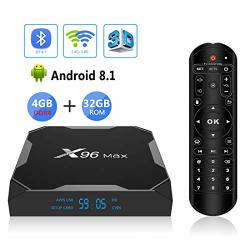 X96 Max Android TV Box 4GB RAM 32GB ROM Amlogic S905X2 Quad-core Cortex-A53 Dual Band WiFi 2.4G+5G/1000M Ethernet/BT 4.1/USB 3.0/H.265 3D 4K@75fps Smart Media Player OTT Box Android 8.1 TV Box