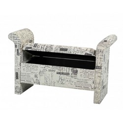 French Script Small Storage Bench