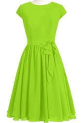Orient Bride A-line Bateau Knee-length Chiffon Short Prom Dresses For Women Size 8 Us Lime Green