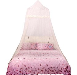 Singleluci Dome Lace Mosquito Nets Indoor Outdoor Play Tent Bed Canopy Beige