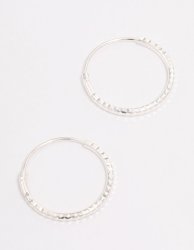 Sterling Silver Diamante Hoop Earrings 12MM