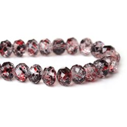 Czech - Crystal Glass - Faceted - Beads - Rondelle - Black And Red Crackle - 8MM - Sold Per Bead