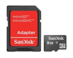 SanDisk 8GB Micro SD Card & Adaptor
