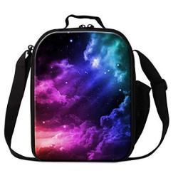 Dispalang Galaxy Print Insulated Lunch Bags For Kids Small Messenger Cooler Bags Children
