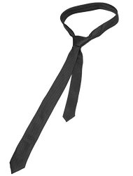 2.5" Wide Stripes Pattern Self Tie Skinny Necktie Black For Woman
