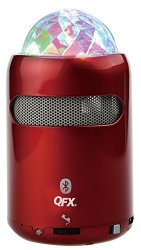 Qfx BT-24 Portable Bluetooth Multimedia Speaker With Disco Light Red