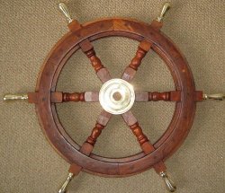 Ships Wheel Rosewood & Solid Brass Handles 45CM NB6