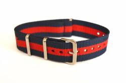 18 Mm Blue Navy Red Striped Military Nylon Sport Watch Strap Band Wristwatch