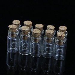Wrisky 10PCS 0.5ML 1018MM Small Empty Clear Glass Bottle Vials With Cork Storage Craft
