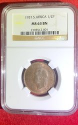 1937 1 2d Half Penny Ngc Graded Ms63bn