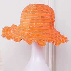 Alwlj New Ladies' Hat Outdoor Anti Uv Helmet Grass Leaf Edge Foldable Orange