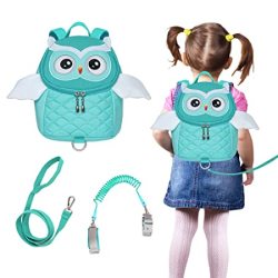 Owl Toddlers Leash Backpacks With Child Kids Anti-lost Wristlets Wrist Link Light Green