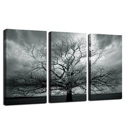 Winter Large Tree Photography Print Abstract Canvas Artwork Stretched And Framed Landscape Canvas Wall Art Each Panel 12X24INCH Wall Picture Ready To Hang