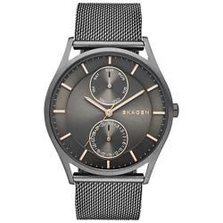 Skagen SKW6180 Men's Holst Chronograph Stainless Steel Mesh Bracelet Strap Watch Gunmetal black