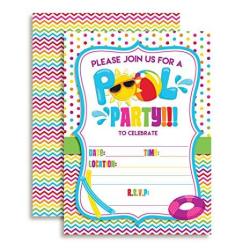 Amanda Creation Pool Party Fill In Invitations Set Of 10 With Envelopes. Perfect For Summer Parties Birthdays Barbeques Last Day Of School And More