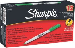 Sharpie Ultra Fine Point Permanent Markers 12 Green Markers 37004