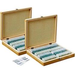 AmScope PS200A Prepared Microscope Slide Set For Basic Biological Science Education 200 Slides Set A Includes Fitted Wooden Case