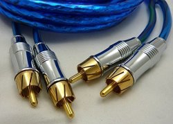 Crankin' Power Twisted Pair Dual Male Rca Blue Audio Patch Cable Cord 17-FT Shielded AS-2176
