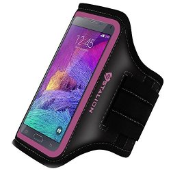 Note 4 Armband: Stalion Sports Running & Exercise Gym Sportband For Samsung Galaxy Note 4 & Note Edge Fuchsia Pink Water Resistant + Sweat