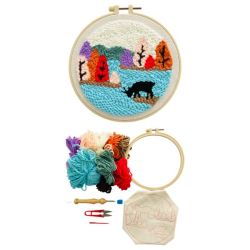 Autumn Lake - Punch Needle Embroidery Wool Art Diy Craft Kit Tapestry