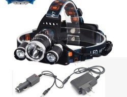 Bright Headlight Headlamp Flashlight Torch 3 Cree Xm-l2 T6 Led With Rechargeable Batteries