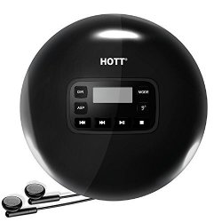 Hott CD611 Portable Cd Player With LED Display Anti-skip Protection Shockproof Function Personal Compact Disc Cd Walkman With Headphone Jack And Power Adapter Black