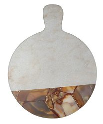 Thirstystone NM051 Marble Platter Agate Round Paddle Board White gold
