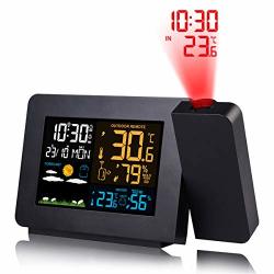 Vee U Feng Wireless Weather Station With Projection Humidity Temperature Monitor With Color Lcd Display Weather Forecast Barometer Time & Date Dcf Wireless Digital Alarm Clock
