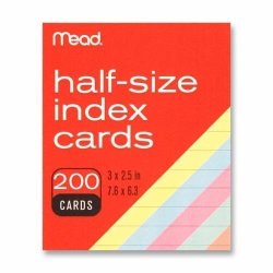 63039 Mead Printable Index Card - 3" X 2.50" - 0% Recycled Content - 200 Pack - Assorted