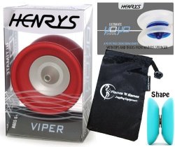 Henrys Flames N Games Henrys Viper Yoyo Red Professional Ball Bearing Yoyo +instructional Booklet Of Tricks & Travel Bag Pro Yoyos For Kids And Adults