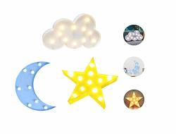 Children's Night Light Stars And Clouds And Moon LED Subtitles Logo Lights - Night Table Lamp For Children's Room Bedroom Gift Party Home Decorations