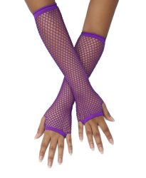 Long Fishnet Gloves - Purple
