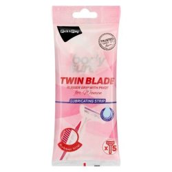 2 Blade Rubber Grip Razors For Ladies 5 Pack