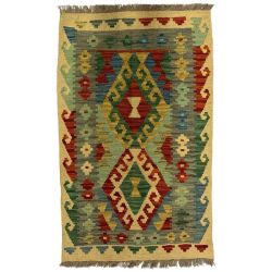 123 X 75CM Hand Woven Colorful Afghan Kilim Chobi Rug