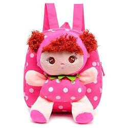 Moolecole Rose Red Cartoon Cute Doll Backpack Toddler Girls Plush Backpack Schoolbag Sidekick Ruc...