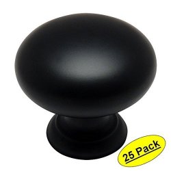 Cosmas 4950FB Flat Black Cabinet Hardware Round Mushroom Knob - 1-1 4" Diameter - 25 Pack