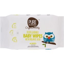 PURE BEGINNINGS Biodegradable Baby Wipes With Organic Aloe 64 Wipes