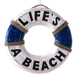 NOVICA Hand Made Albesia Wood Nautical Lifesaver Hanging Sign With Agel Grass Cord 'life Ring'